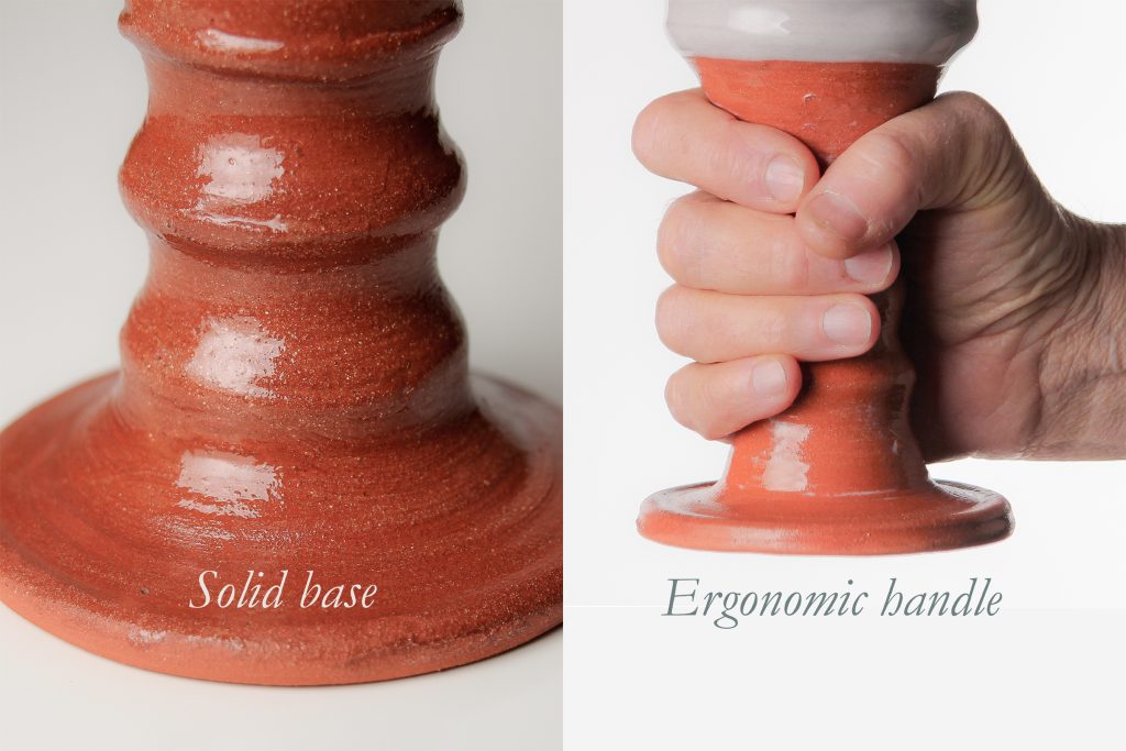 They have a wide enough base so that they are stable. They have a stem that is grooved to fit your hand, so that you’re not going to have to think about it sliding.