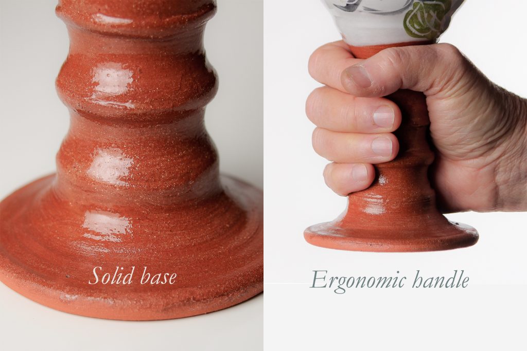 They have a wide enough base so that they are stable. They have a stem that is grooved to fit your hand, so that you’re not going to have to think about it sliding.