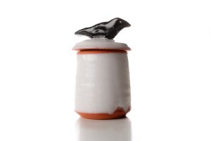 Prayer Jars are approximately 3″ high, and come topped with a friendly raven.