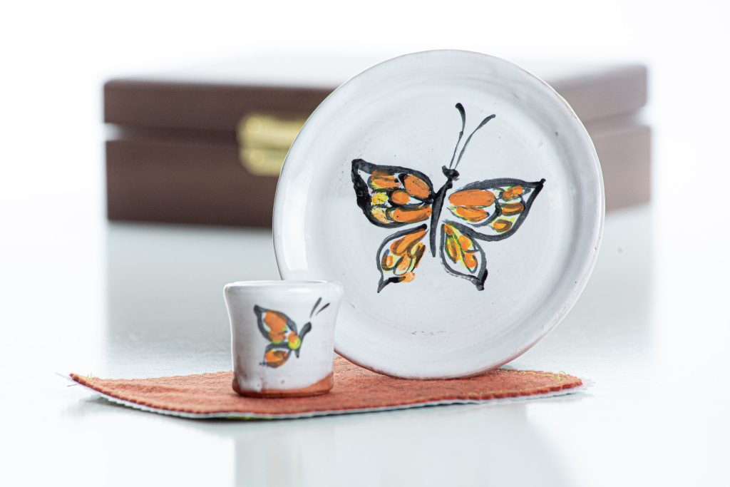 Ceramic Portable Deluxe Communion Set Organist Set Butterfly